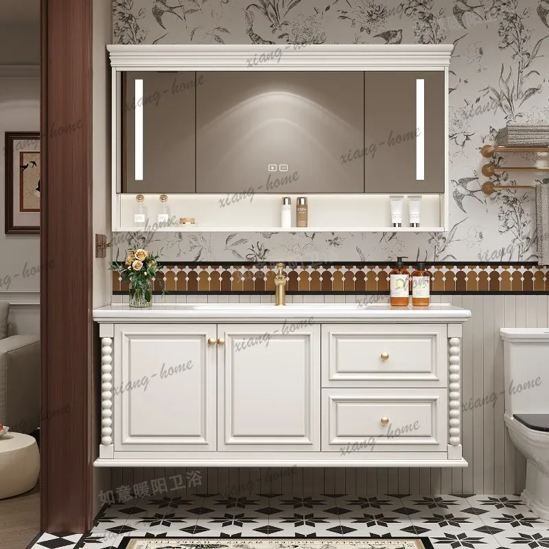 Home Bathroom Vanity Combo - Ahşap Küçük Banyo Dolabı, Duvar Aynası,
