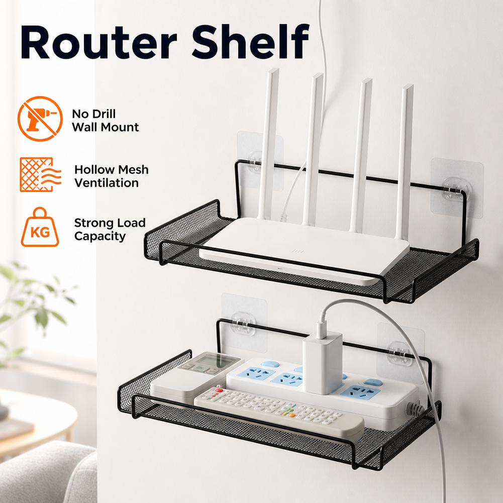 Home Bathroom Organizer - Paslanmaz Çelik Duvara Monte Router Rafı