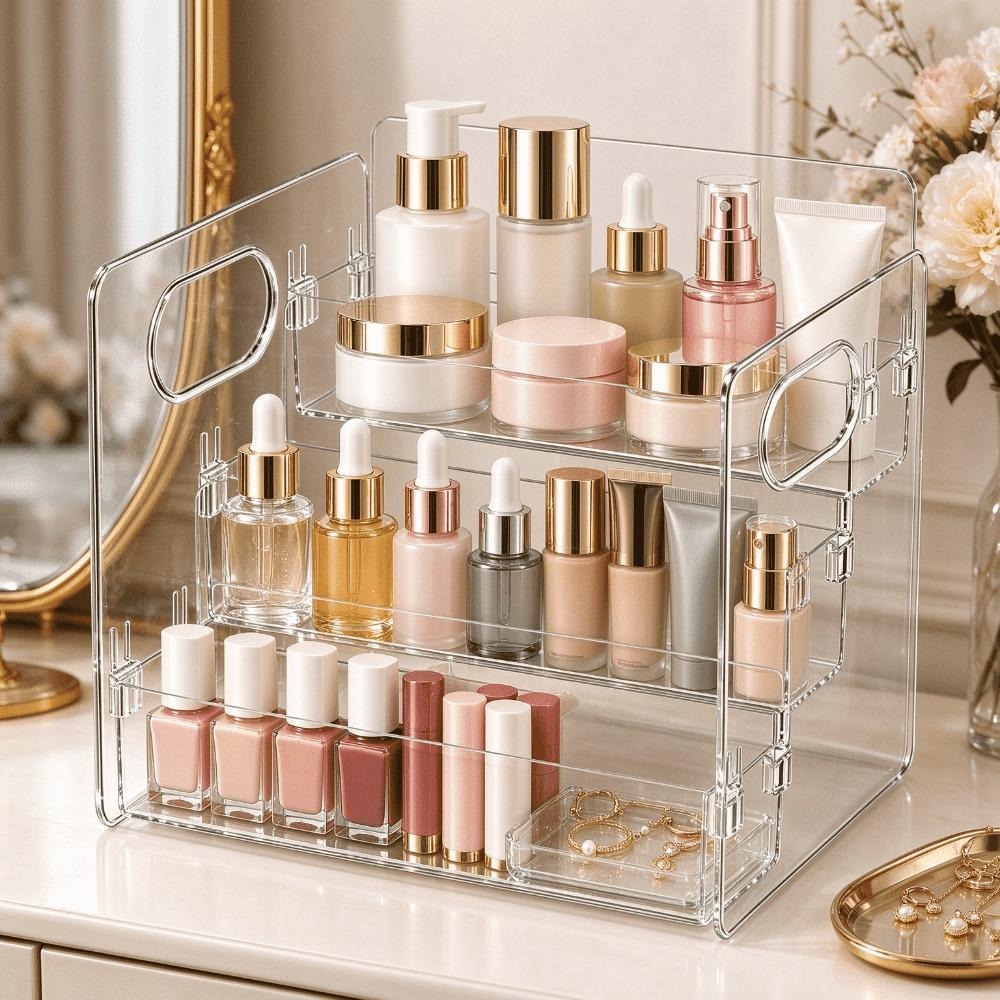 3 Katlı, Şeffaf Akrilik Makyaj - Home Essentials Bathroom Storage incelemesi ve fiyatı